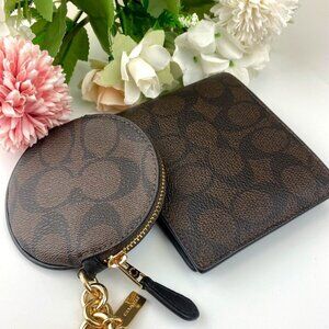 Coach CG762 Coin Pouch Bag Charm + Coach CX209 Signature Canvas Men's Wallet